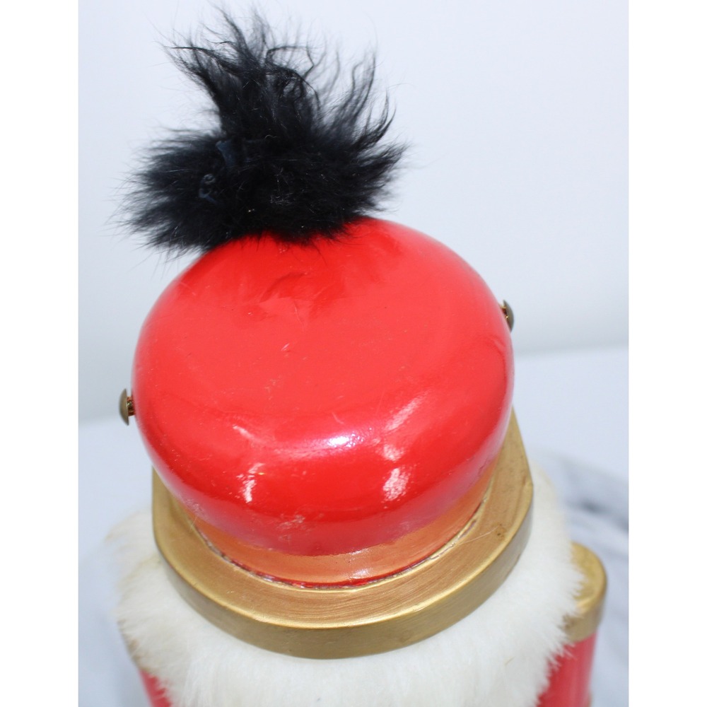 Wooden Nutcracker Soldier Red Jacket Gold Trim Black Rifle Christmas Decor - Picture 5 of 6